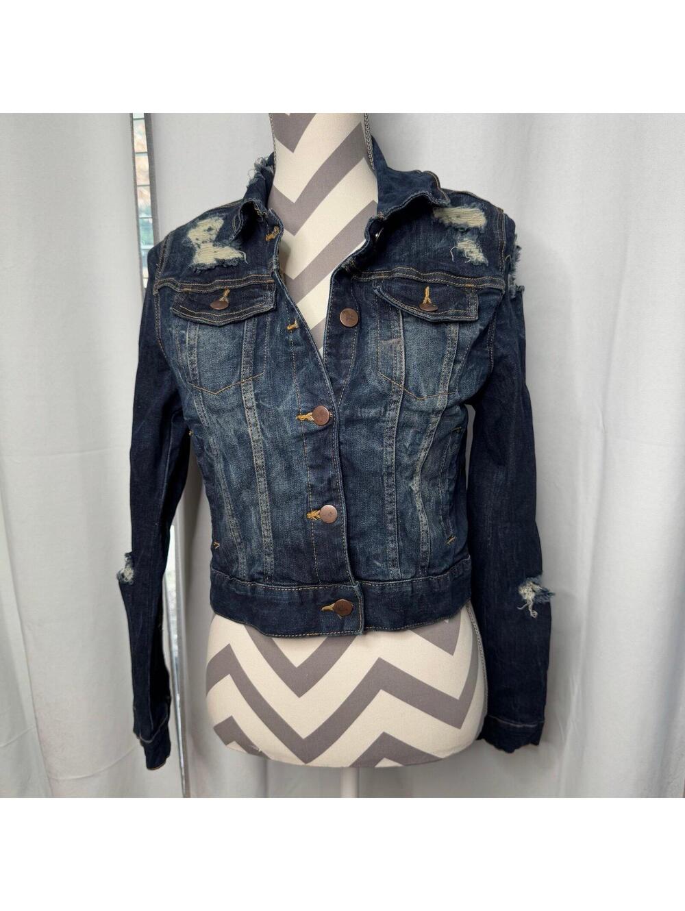 Fashion Nova Denim Jean Jacket Size S Women's Distressed